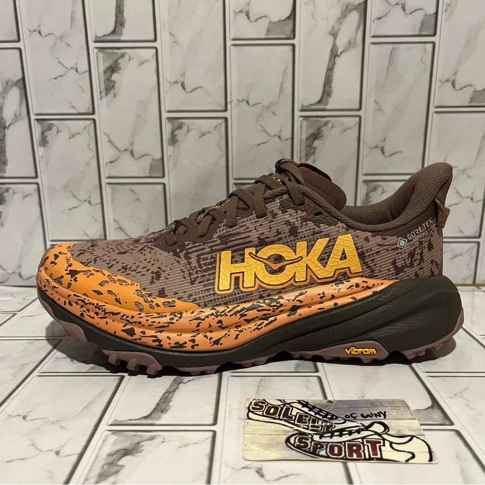 New Hoka One Speedgoat 6 GTX Gore-Tex Brown Coral Hiking Trail Shoes Womens Size